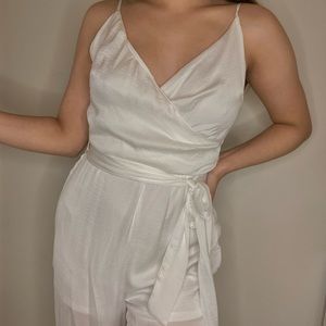 White Silk Long Romper/Jumpsuit